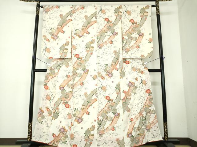 平和屋着物●創業460年・千總　小紋　楽器花文　金彩　正絹　逸品　DABB4335ps