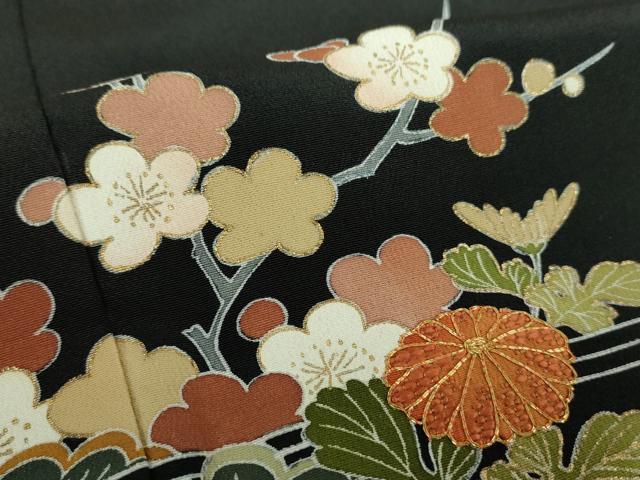 平和屋着物●創業460年・千總 黒留袖 駒刺繍 吉祥花熨斗文 金彩 正絹 逸品 DABB4336ps