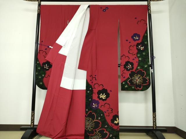 平和屋着物●豪華振袖 駒刺繍 舞花文 金彩 正絹 逸品 DABB4338ps