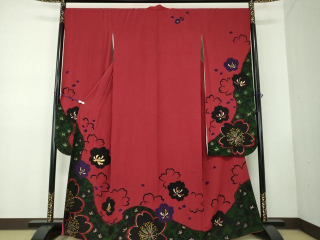 平和屋着物●豪華振袖 駒刺繍 舞花文 金彩 正絹 逸品 DABB4338ps