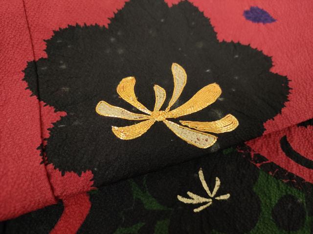平和屋着物●豪華振袖 駒刺繍 舞花文 金彩 正絹 逸品 DABB4338ps