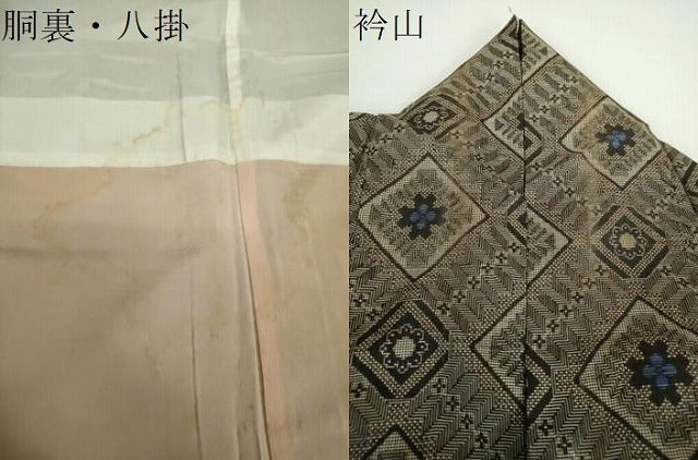 平和屋着物●本場大島紬 龍郷絣 花菱文 正絹 逸品 DABB4342ps
