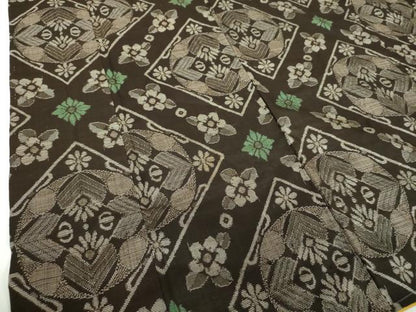 平和屋着物●アンティーク 大正ロマン 本場大島紬 龍郷絣 花菱文 正絹 逸品 DABB4343ps