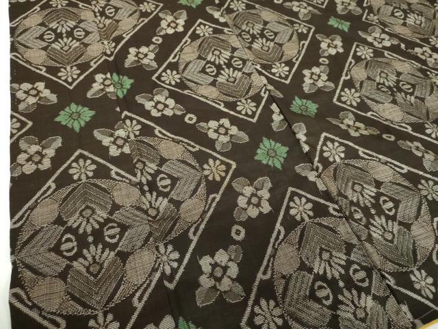 平和屋着物●アンティーク 大正ロマン 本場大島紬 龍郷絣 花菱文 正絹 逸品 DABB4343ps