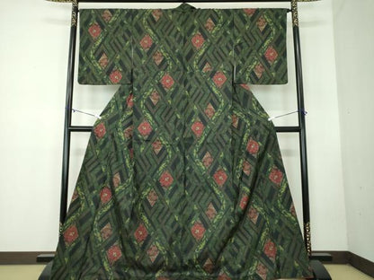 平和屋着物●本場大島紬 7マルキ 楓花格子 正絹 逸品 未使用 DABB4362ps
