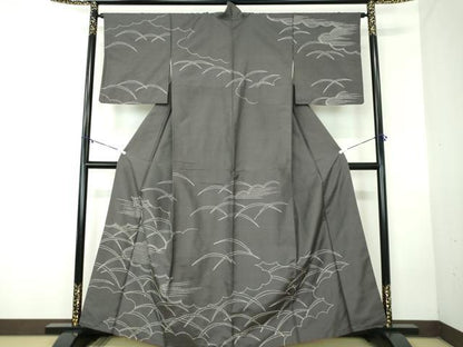 平和屋着物●訪問着 紬地 刺し子 総刺繍 雲取り芝文 正絹 逸品 DABB4363ps