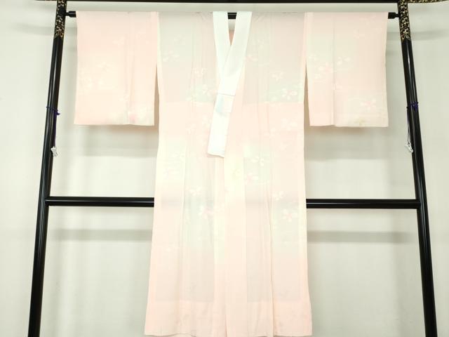 平和屋着物●上質な長襦袢 無双仕立て 露芝舞蝶地紋 暈し染め 正絹 逸品 未使用 DABB4369ps