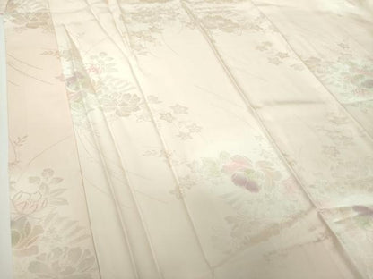 平和屋着物●上質な長襦袢 無双仕立て 舞扇花地紋 暈し染め 正絹 逸品 DABB4373ps