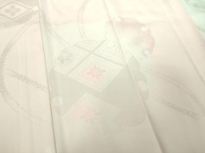 平和屋着物●上質な長襦袢 無双仕立て 雪輪花菱地紋 暈し染め 正絹 逸品 未使用 DABB4374ps