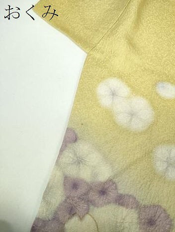 平和屋着物●訪問着 駒刺繍 絞り 舞桜 金彩 金通し地 正絹 逸品 DABB4382ps