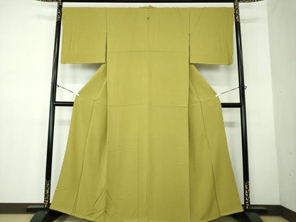 平和屋着物●上質な色無地 根岸色 鬼しぼ縮緬 正絹 逸品 未使用 DABB4384ps