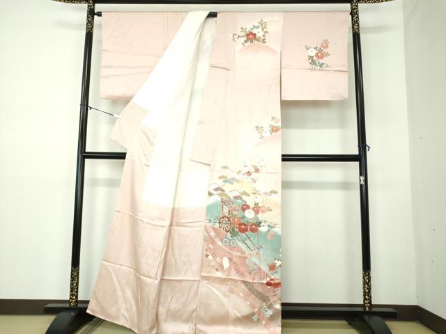 平和屋着物●創業460年・千總 訪問着 御所車花文 暈し染め 金彩 正絹 逸品 DABB4385ps