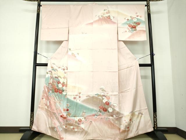 平和屋着物●創業460年・千總 訪問着 御所車花文 暈し染め 金彩 正絹 逸品 DABB4385ps