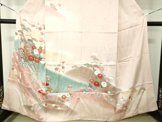 平和屋着物●創業460年・千總 訪問着 御所車花文 暈し染め 金彩 正絹 逸品 DABB4385ps