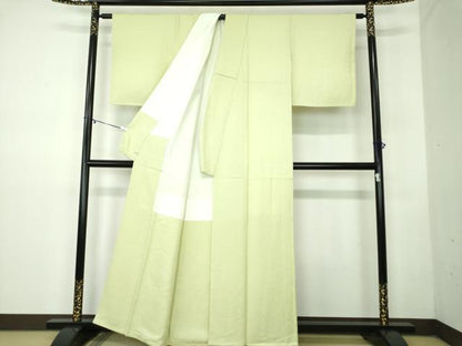 平和屋着物●上質な色無地 南天地紋 若菜色 さが美扱い 正絹 逸品 DABB4387ps