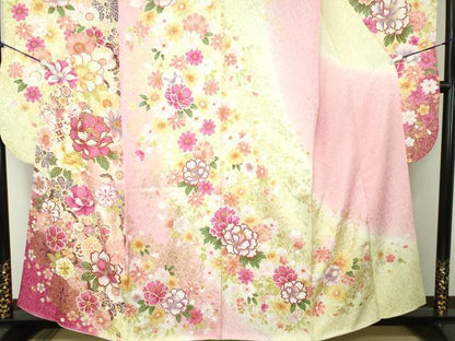 平和屋着物●豪華振袖 刺繍 舞花文 暈し染め 金彩 やまと誂製 正絹 逸品 DABB4391ps