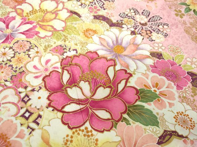 平和屋着物●豪華振袖 刺繍 舞花文 暈し染め 金彩 やまと誂製 正絹 逸品 DABB4391ps