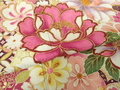 平和屋着物●豪華振袖 刺繍 舞花文 暈し染め 金彩 やまと誂製 正絹 逸品 DABB4391ps