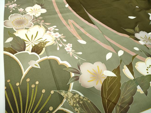 平和屋着物●訪問着 刺繍 舞桜 暈し染め 金彩 やまと誂製 ロング丈 正絹 逸品 DABB4393ps