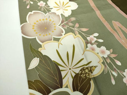 平和屋着物●訪問着 刺繍 舞桜 暈し染め 金彩 やまと誂製 ロング丈 正絹 逸品 DABB4393ps