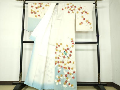 平和屋着物●訪問着 作家物 手刺繍 休み鳥 楓 暈し染め 金彩 小田急百貨店扱い 正絹 逸品 DABB4395ps