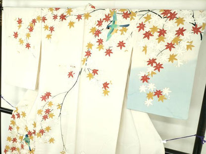 平和屋着物●訪問着 作家物 手刺繍 休み鳥 楓 暈し染め 金彩 小田急百貨店扱い 正絹 逸品 DABB4395ps