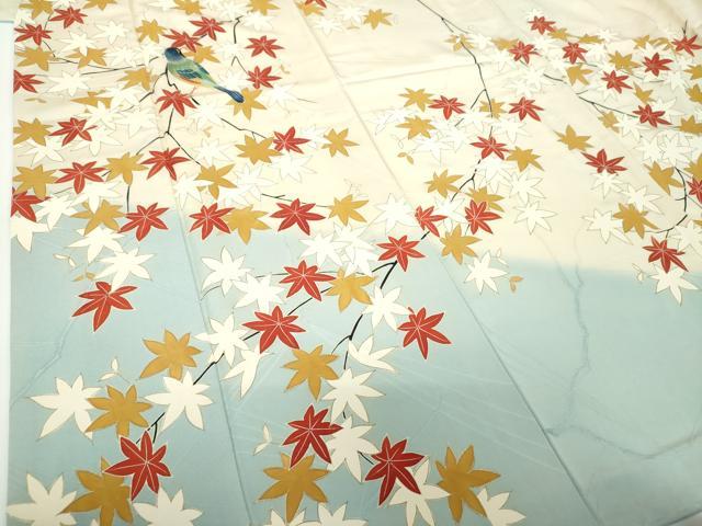 平和屋着物●訪問着 作家物 手刺繍 休み鳥 楓 暈し染め 金彩 小田急百貨店扱い 正絹 逸品 DABB4395ps