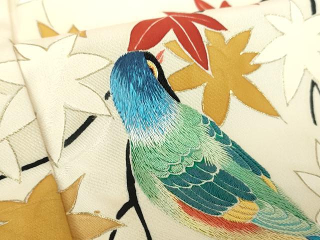 平和屋着物●訪問着 作家物 手刺繍 休み鳥 楓 暈し染め 金彩 小田急百貨店扱い 正絹 逸品 DABB4395ps