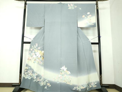 平和屋着物●訪問着 地紙花文 暈し染め 金彩 正絹 逸品 DABB4398ps