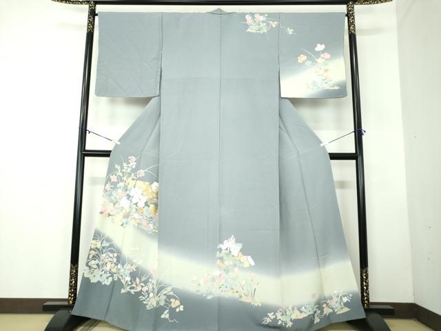 平和屋着物●訪問着 地紙花文 暈し染め 金彩 正絹 逸品 DABB4398ps