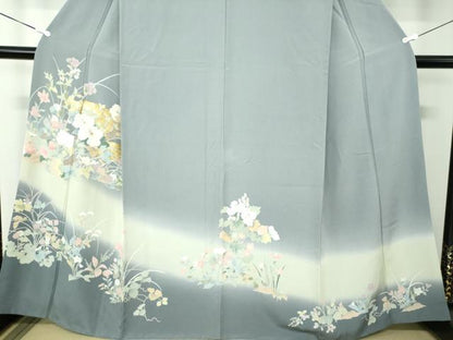 平和屋着物●訪問着 地紙花文 暈し染め 金彩 正絹 逸品 DABB4398ps