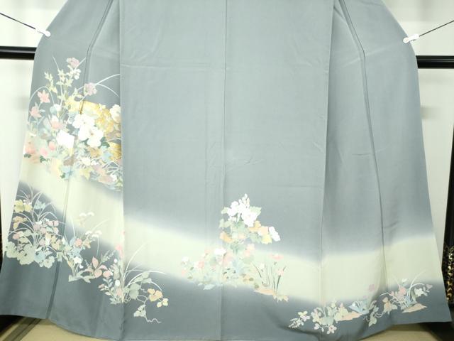 平和屋着物●訪問着 地紙花文 暈し染め 金彩 正絹 逸品 DABB4398ps