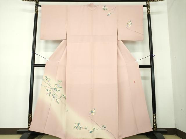 平和屋着物●京加賀糸目友禅作家 山崎巌 訪問着 枝花文 暈し染め 正絹 逸品 DABB4405ps