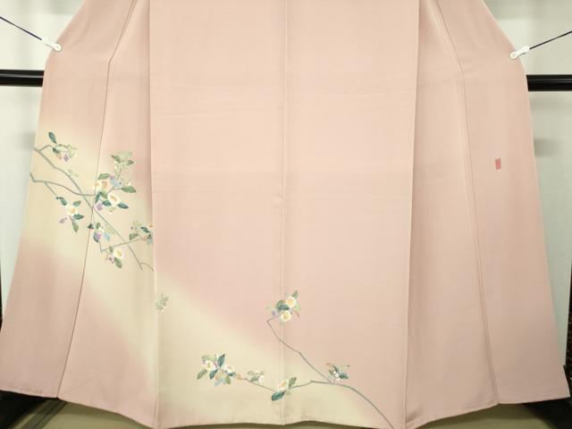 平和屋着物●京加賀糸目友禅作家 山崎巌 訪問着 枝花文 暈し染め 正絹 逸品 DABB4405ps