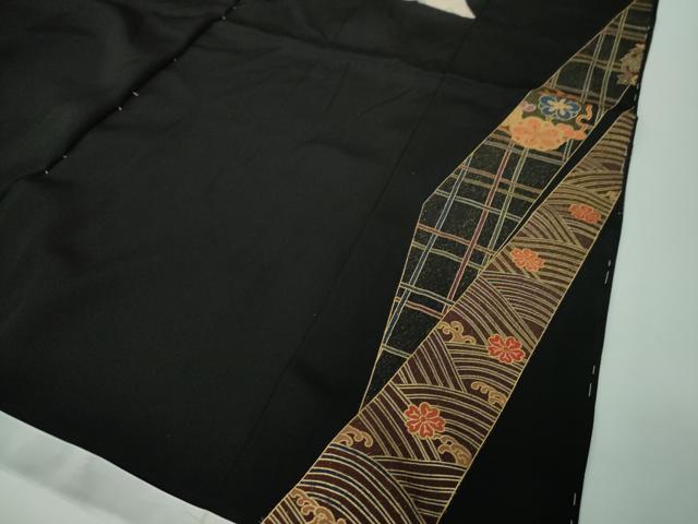 平和屋着物●豪華黒留袖 作家物 駒刺繍 飛鶴雪輪花文 金彩 仮絵羽 正絹 逸品 未使用 DABB4411ps