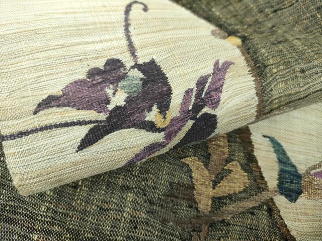 平和屋着物▽京の名門 じゅらく謹製 帝王紫 袋帯 スリーシーズン 春夏秋 すくい織 草花文 金糸 正絹 逸品 DABB4416ps