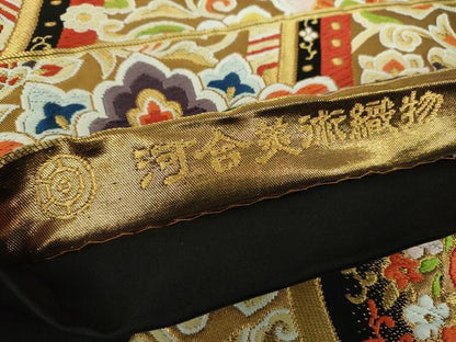 平和屋着物●西陣 河合美術織物謹製 六通柄袋帯 唐織 正倉院花文 金糸 正絹 逸品 DABB4420ps