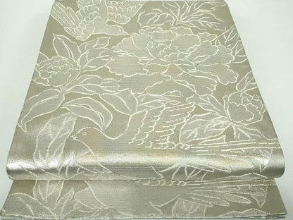 平和屋着物●龍村美術織物 龍村製 六通柄袋帯 花鳥苑錦 金銀糸 正絹 逸品 DABB4424ps