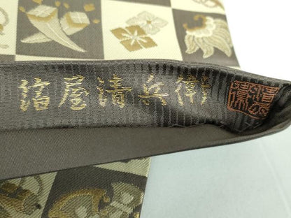 平和屋着物●西陣織 陰山織物謹製 箔屋清兵衛 六通柄袋帯 市松宝尽くし 金糸 正絹 逸品 DABB4425ps
