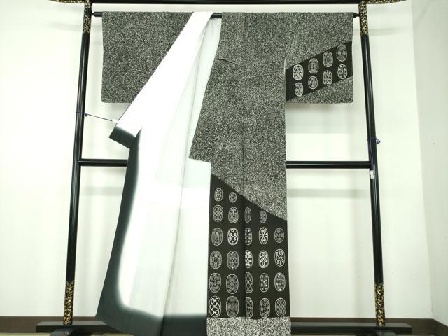 平和屋着物●訪問着 抽象文様 黒地 たたき染め 正絹 逸品 未使用 DABB4432ps