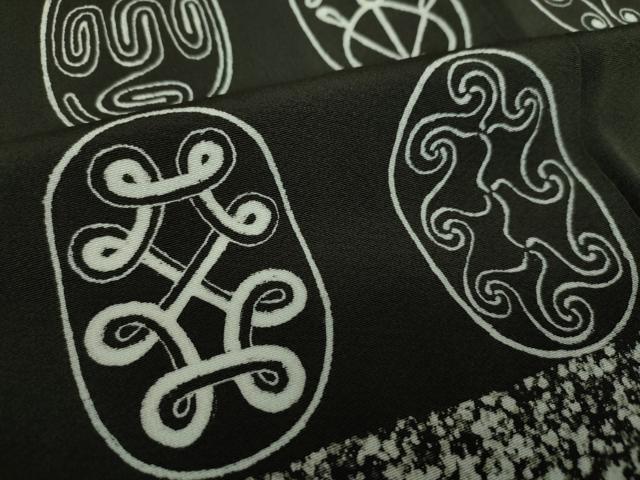平和屋着物●訪問着 抽象文様 黒地 たたき染め 正絹 逸品 未使用 DABB4432ps