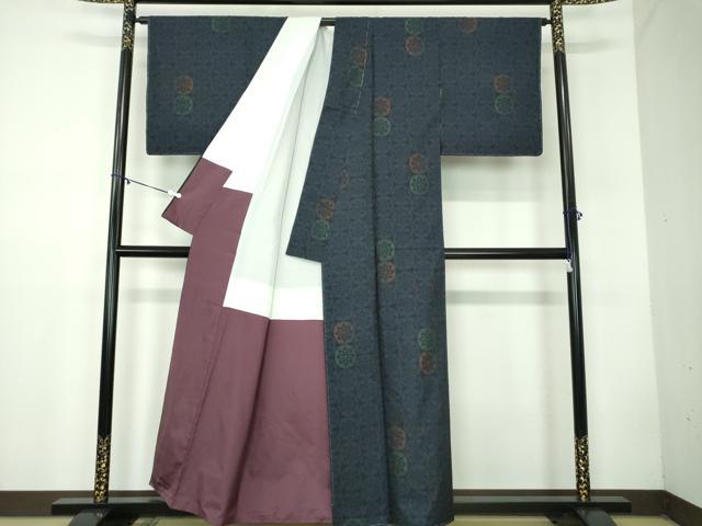 平和屋着物●本場大島紬 9マルキ 源氏車 正絹 逸品 DABB4433ps