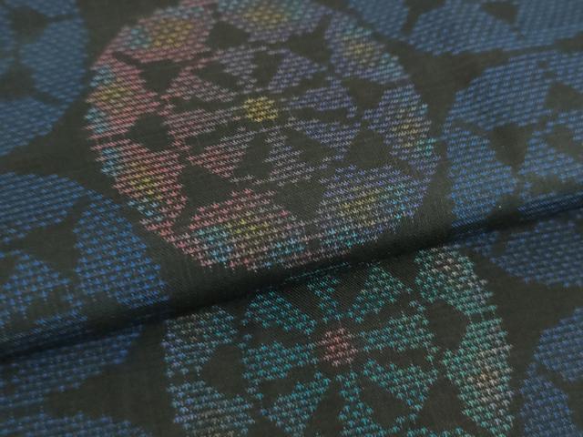平和屋着物●本場大島紬 9マルキ 源氏車 正絹 逸品 DABB4433ps