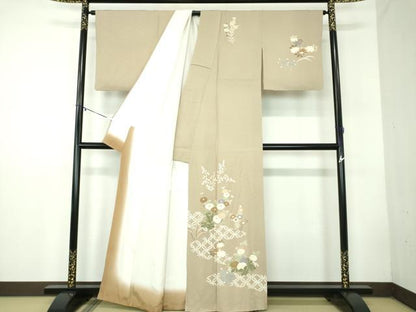 平和屋着物●訪問着 刺繍 七宝花文 金彩 正絹 逸品 DABB4434ps