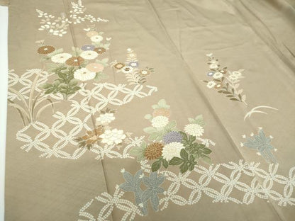 平和屋着物●訪問着 刺繍 七宝花文 金彩 正絹 逸品 DABB4434ps