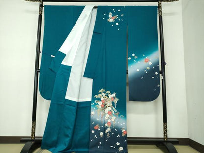 平和屋着物●豪華振袖 御所車花文 暈し染め 金彩 正絹 逸品 DABB4437ps