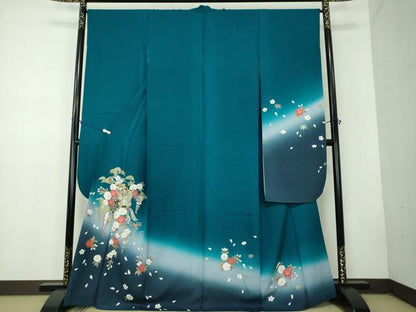 平和屋着物●豪華振袖 御所車花文 暈し染め 金彩 正絹 逸品 DABB4437ps