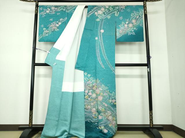 平和屋着物●訪問着 絞り 辻が花 暈し染め 金彩 正絹 逸品 DABB4438ps