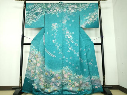 平和屋着物●訪問着 絞り 辻が花 暈し染め 金彩 正絹 逸品 DABB4438ps
