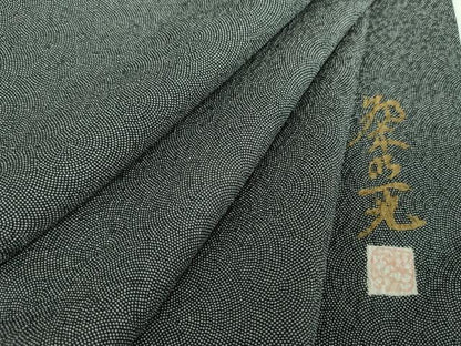 平和屋着物●江戸小紋 作家物 鮫小紋柄 黒地 正絹 逸品 DABB4445ps